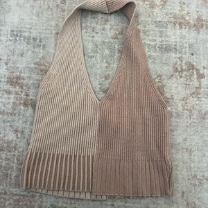 Two-Tone Knit Halter Top